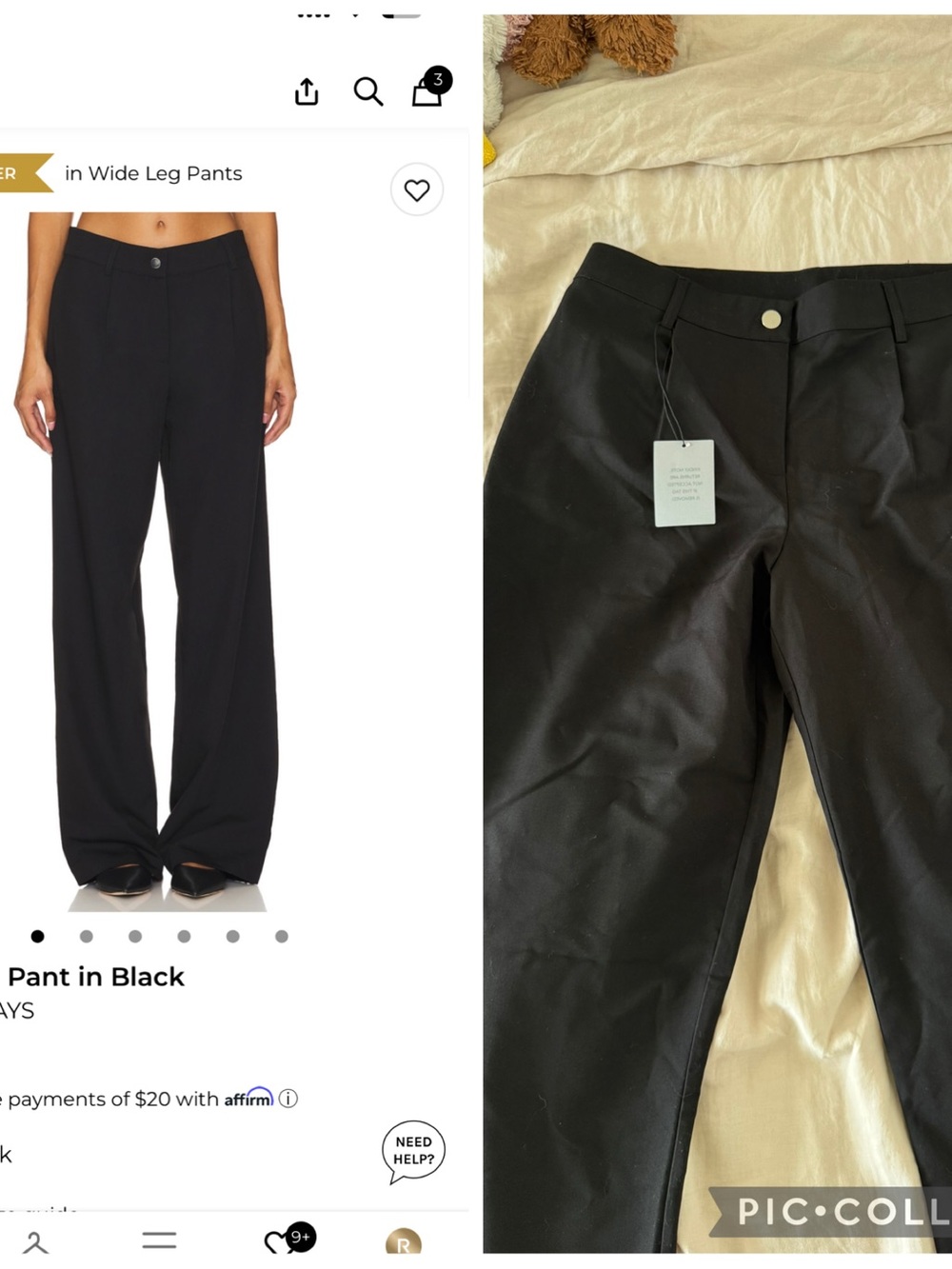 Revolve Black Wide Leg Trousers